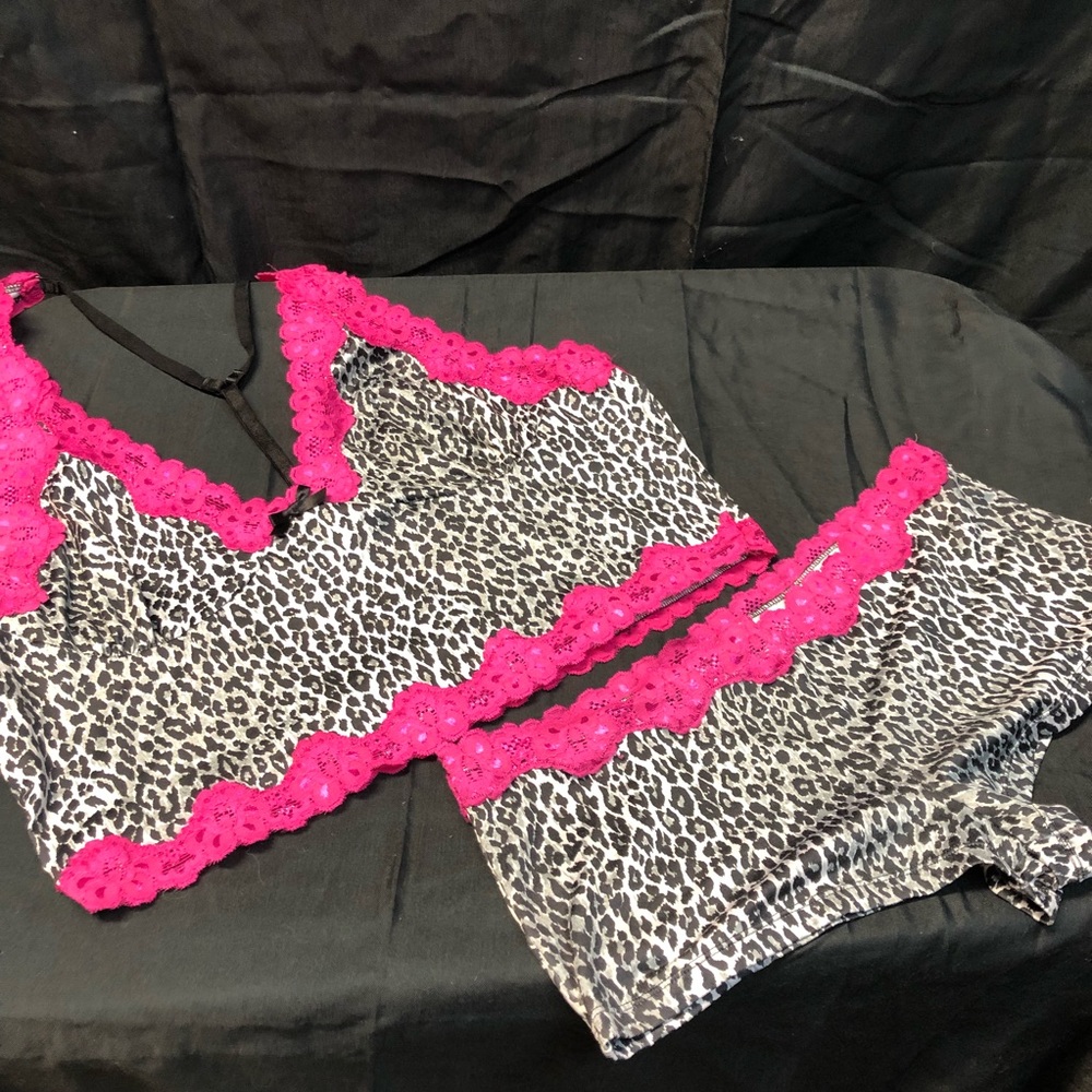 Cheetah and Pink Cutie Booty Short and Tank Set XL EUC